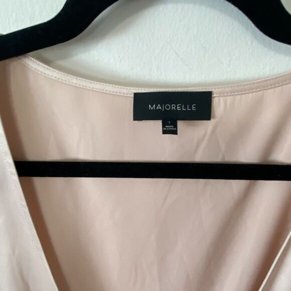 NWT Revolve Majorelle Satin Hex Mini Tie Wrap Blush Ritual Slit Bell Sleeve SM - Picture 9 of 11